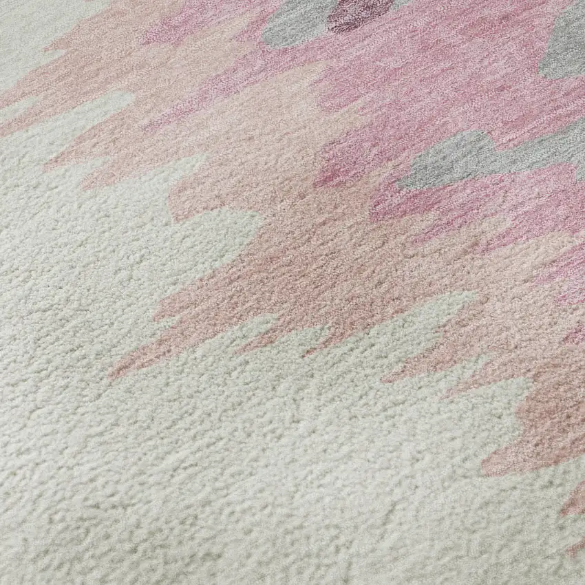 Blush Ivory And Gray Abstract Washable Area Rug With UV Protection Photo 1