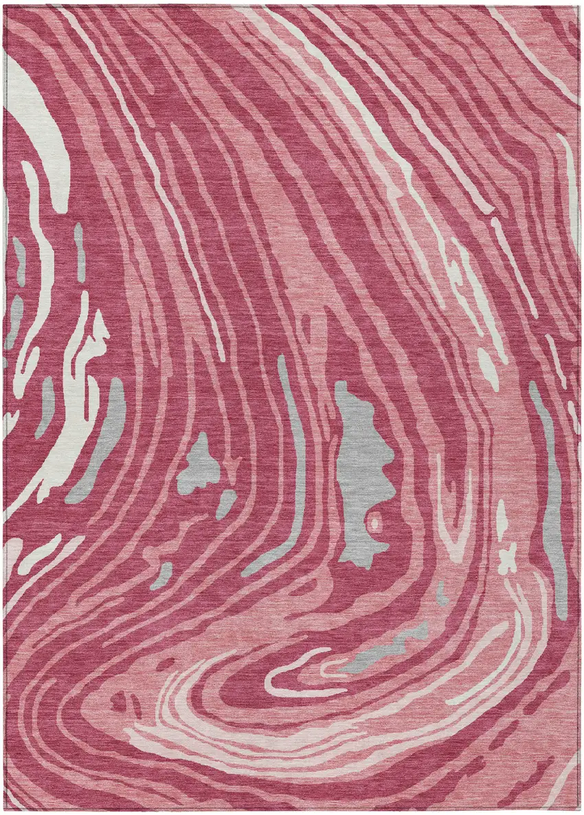 Blush Ivory And Gray Abstract Washable Indoor Outdoor Area Rug Photo 2