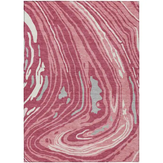 Blush Ivory And Gray Abstract Washable Indoor Outdoor Area Rug Photo 2