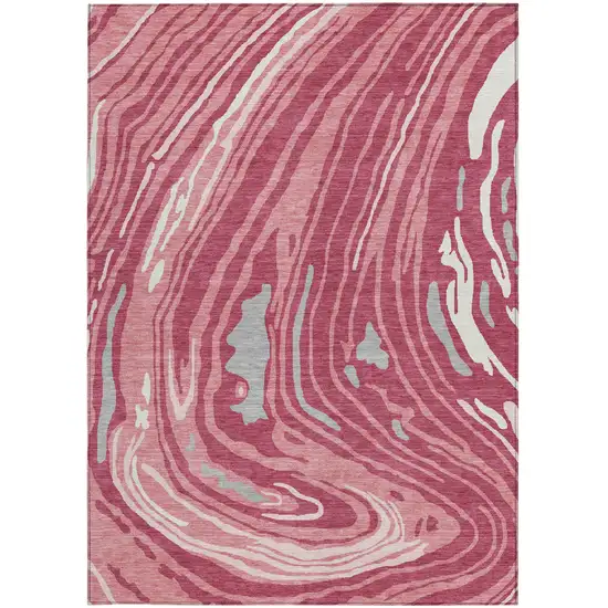 Blush Ivory And Gray Abstract Washable Indoor Outdoor Area Rug Photo 7
