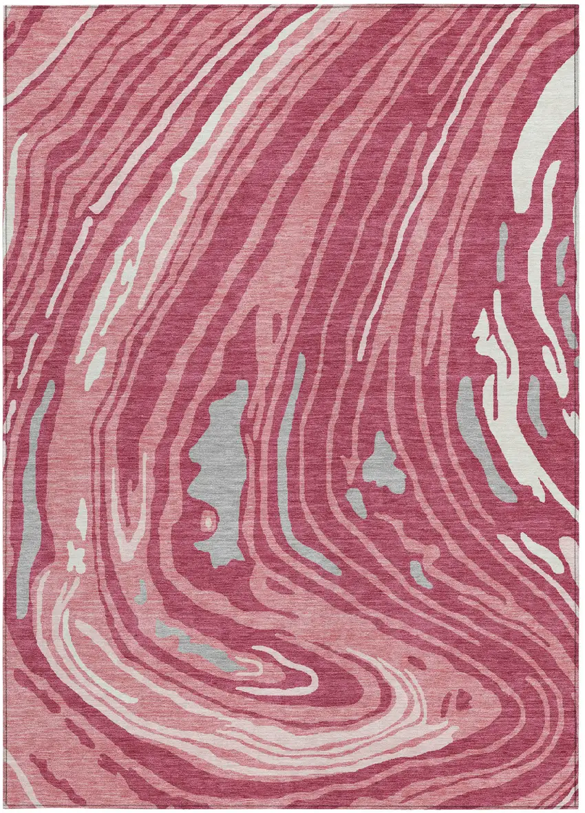Blush Ivory And Gray Abstract Washable Indoor Outdoor Area Rug Photo 7