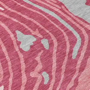 Photo of Blush Ivory And Gray Abstract Washable Indoor Outdoor Area Rug