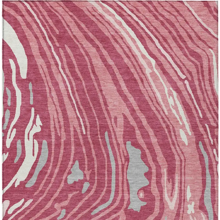 Blush Ivory And Gray Abstract Washable Indoor Outdoor Area Rug Photo 7
