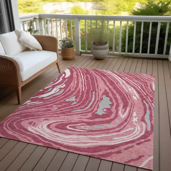 Blush Ivory And Gray Abstract Washable Indoor Outdoor Area Rug Photo 8