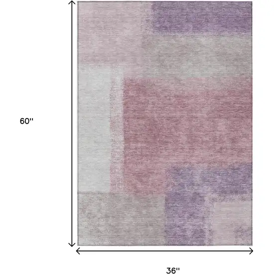 Blush Ivory And Gray Abstract Washable Indoor Outdoor Area Rug Photo 3