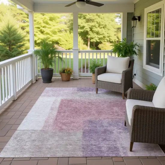 Blush Ivory And Gray Abstract Washable Indoor Outdoor Area Rug Photo 9
