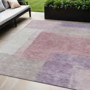 Photo of Blush Ivory And Gray Abstract Washable Indoor Outdoor Area Rug