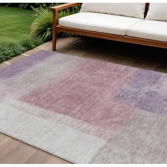 Blush Ivory And Gray Abstract Washable Indoor Outdoor Area Rug Photo 1