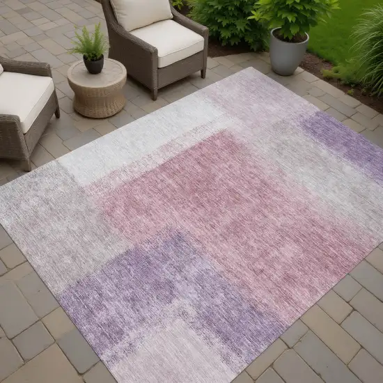 Blush Ivory And Gray Abstract Washable Indoor Outdoor Area Rug Photo 7