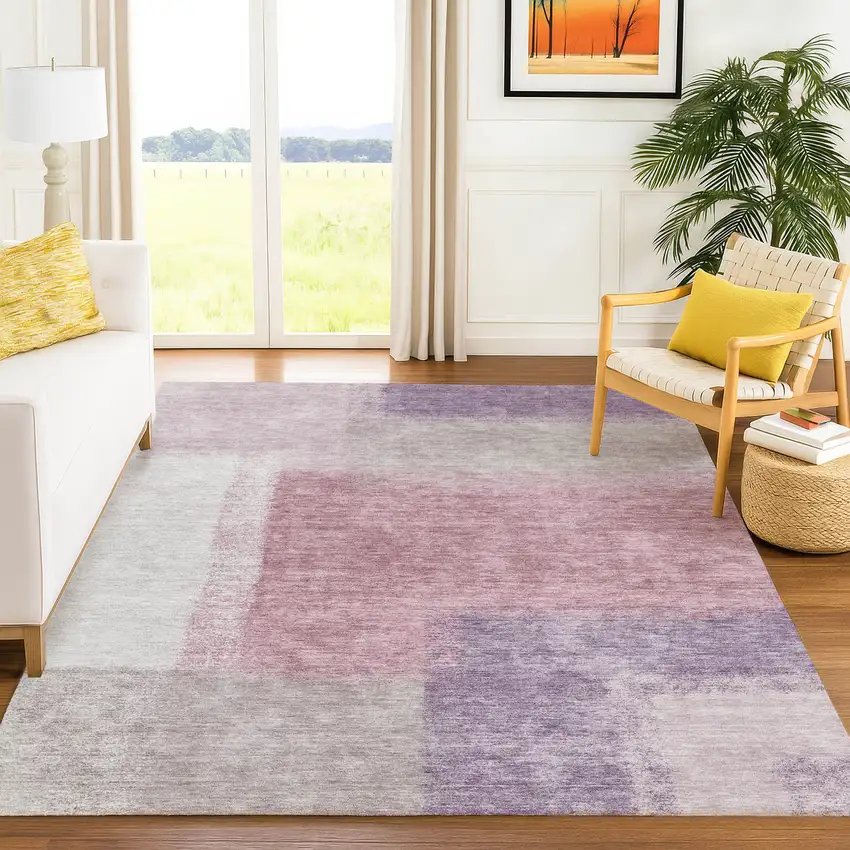 Blush Ivory And Gray Abstract Washable Indoor Outdoor Area Rug Photo 8