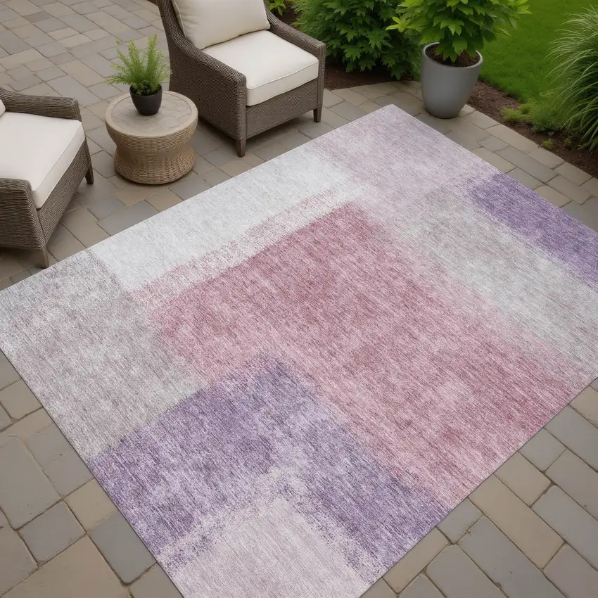 Blush Ivory And Gray Abstract Washable Indoor Outdoor Area Rug Photo 6