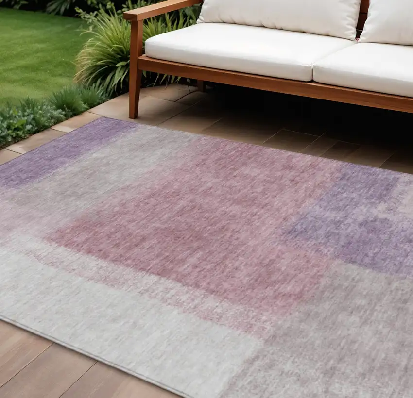Blush Ivory And Gray Abstract Washable Indoor Outdoor Area Rug Photo 1