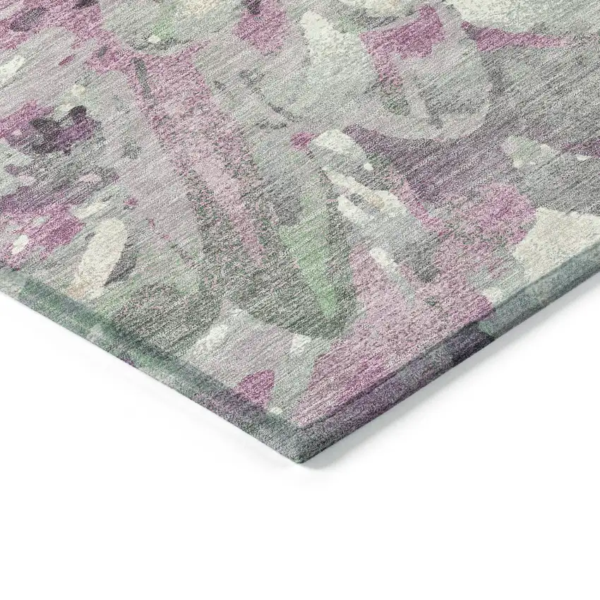 Blush Ivory And Gray Floral Washable Indoor Outdoor Area Rug Photo 5