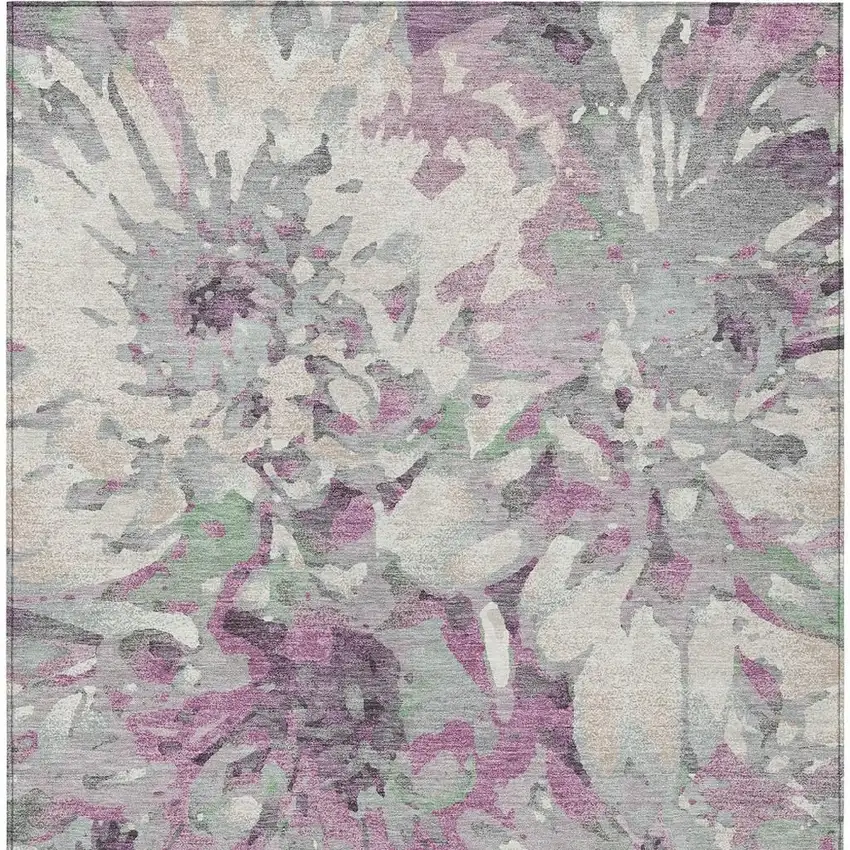 Blush Ivory And Gray Floral Washable Indoor Outdoor Area Rug Photo 6