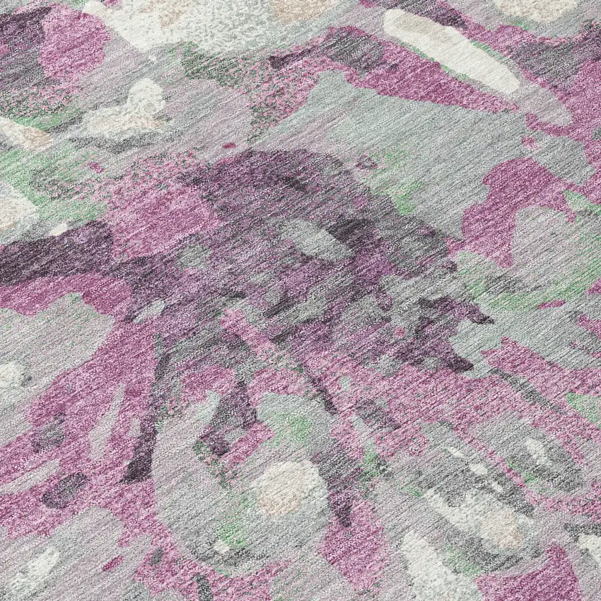 Blush Ivory And Gray Floral Washable Indoor Outdoor Area Rug Photo 6