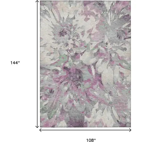 Blush Ivory And Gray Floral Washable Indoor Outdoor Area Rug Photo 3