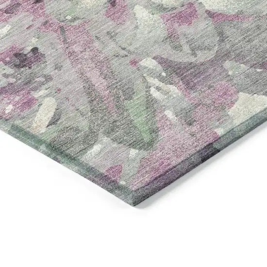 Blush Ivory And Gray Floral Washable Indoor Outdoor Area Rug Photo 6