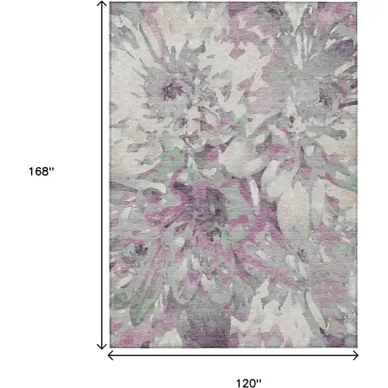 Blush Ivory And Gray Floral Washable Indoor Outdoor Area Rug Photo 3