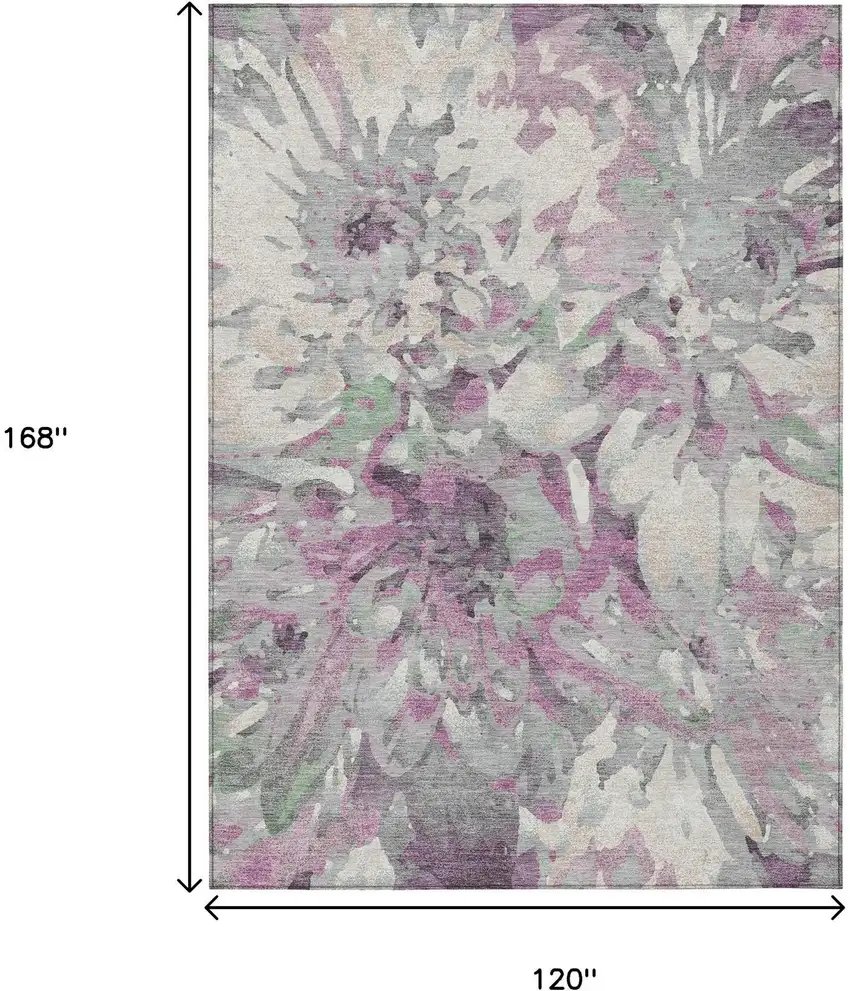 Blush Ivory And Gray Floral Washable Indoor Outdoor Area Rug Photo 3