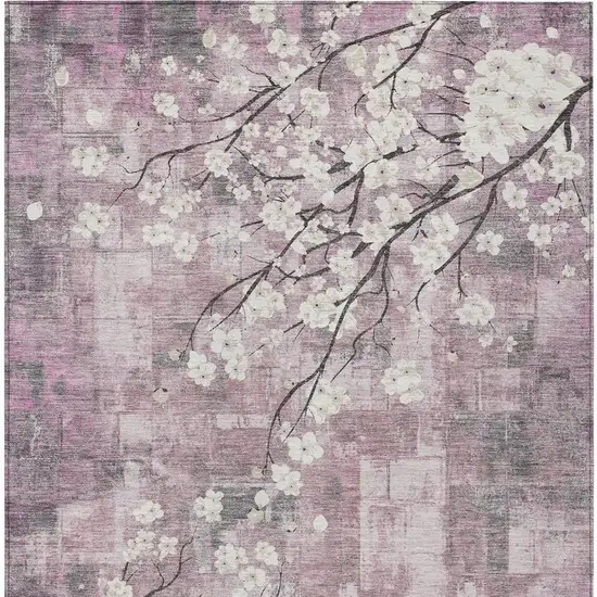 Blush Ivory And Gray Floral Washable Indoor Outdoor Area Rug Photo 5