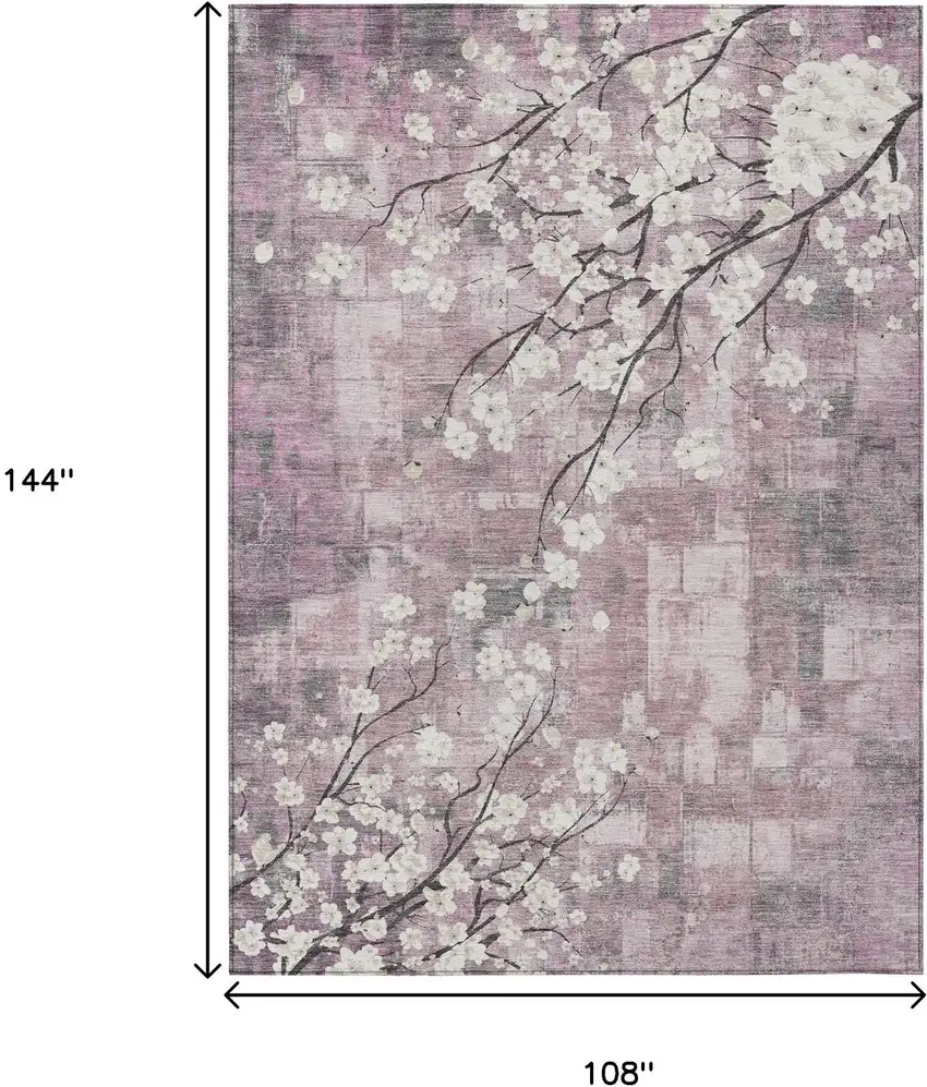 Blush Ivory And Gray Floral Washable Indoor Outdoor Area Rug Photo 3