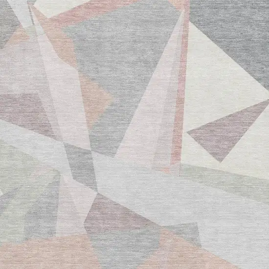 Blush Ivory And Gray Geometric Washable Area Rug With UV Protection Photo 2