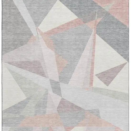Blush Ivory And Gray Geometric Washable Area Rug With UV Protection Photo 4