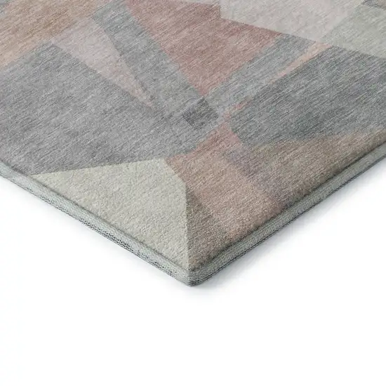 Blush Ivory And Gray Geometric Washable Area Rug With UV Protection Photo 7