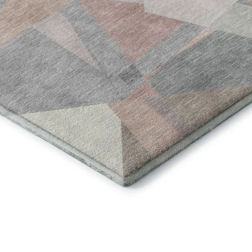 Blush Ivory And Gray Geometric Washable Area Rug With UV Protection Photo 7