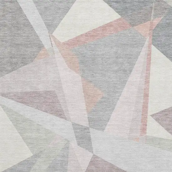 Blush Ivory And Gray Geometric Washable Area Rug With UV Protection Photo 2