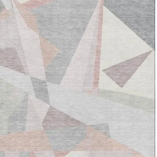 Blush Ivory And Gray Geometric Washable Area Rug With UV Protection Photo 2