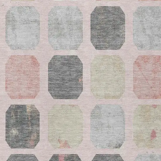 Blush Ivory And Gray Geometric Washable Indoor Outdoor Area Rug Photo 4