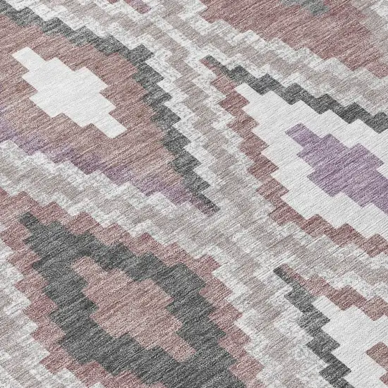 Blush Ivory And Gray Geometric Washable Indoor Outdoor Area Rug Photo 8