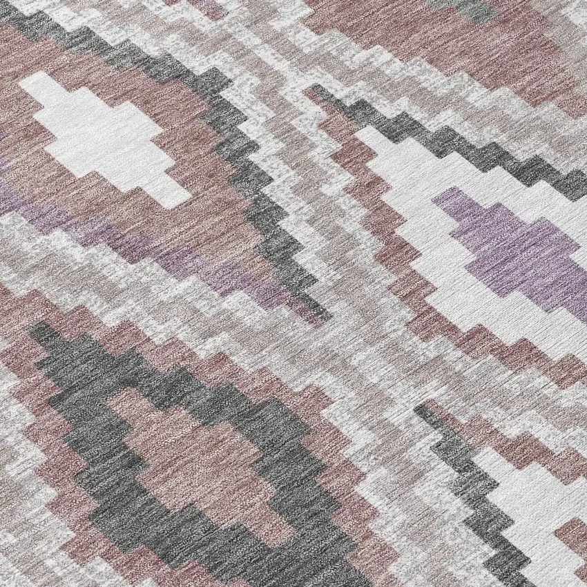 Blush Ivory And Gray Geometric Washable Indoor Outdoor Area Rug Photo 8
