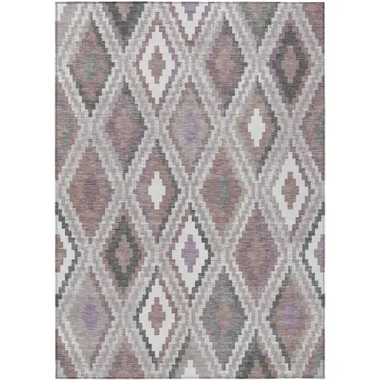 Blush Ivory And Gray Geometric Washable Indoor Outdoor Area Rug Photo 2
