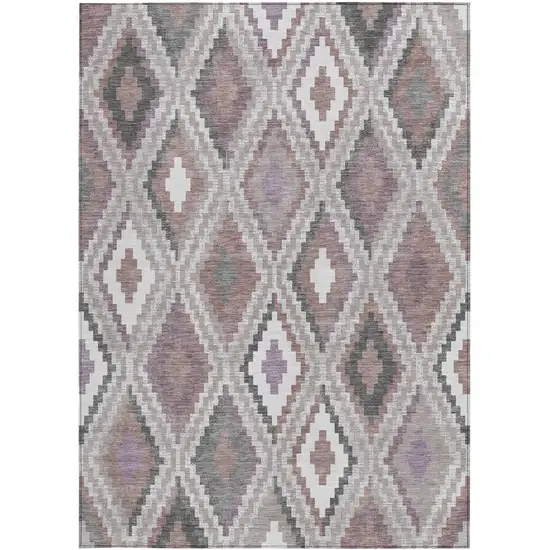 Blush Ivory And Gray Geometric Washable Indoor Outdoor Area Rug Photo 4