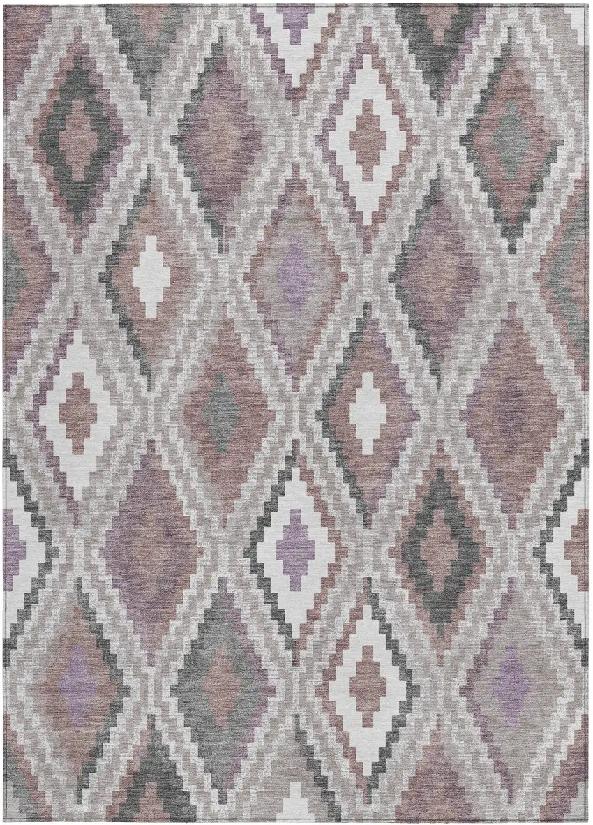 Blush Ivory And Gray Geometric Washable Indoor Outdoor Area Rug Photo 4