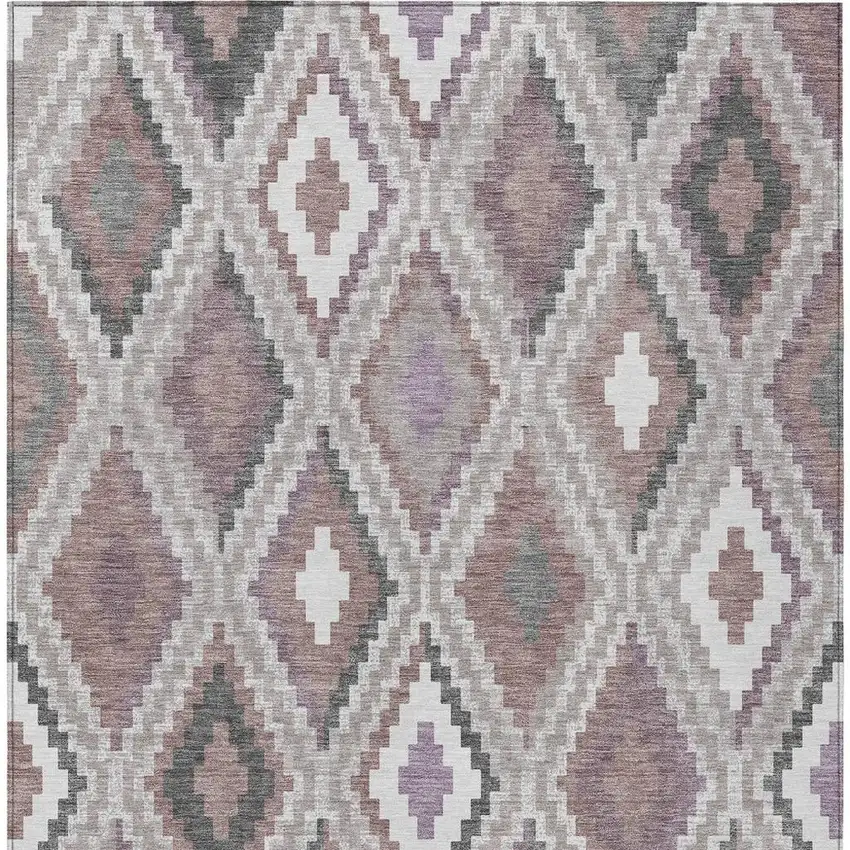 Blush Ivory And Gray Geometric Washable Indoor Outdoor Area Rug Photo 6