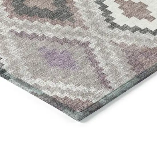 Blush Ivory And Gray Geometric Washable Indoor Outdoor Area Rug Photo 5