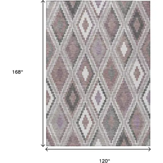 Blush Ivory And Gray Geometric Washable Indoor Outdoor Area Rug Photo 3