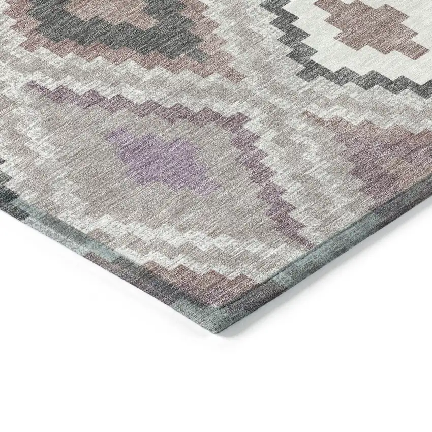 Blush Ivory And Gray Geometric Washable Indoor Outdoor Area Rug Photo 6