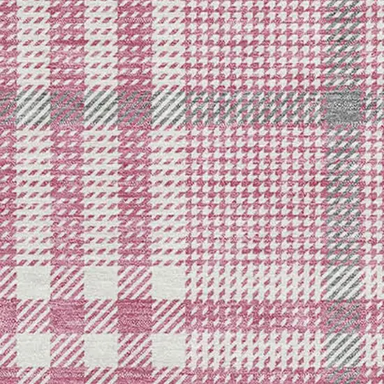 Blush Ivory And Gray Plaid Washable Area Rug With UV Protection Photo 2