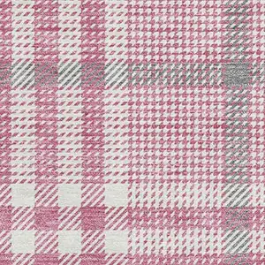 Photo of Blush Ivory And Gray Plaid Washable Area Rug With UV Protection