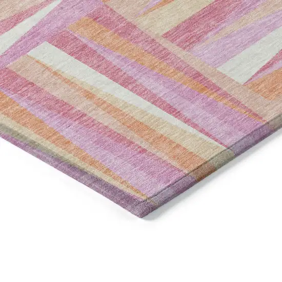 Blush Ivory And Orange Geometric Washable Indoor Outdoor Area Rug Photo 4