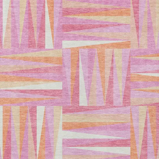 Blush Ivory And Orange Geometric Washable Indoor Outdoor Area Rug Photo 5