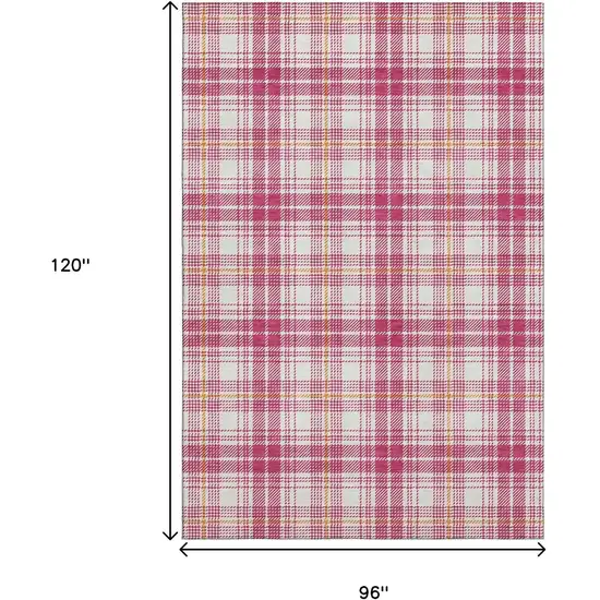 Blush Ivory And Orange Plaid Washable Area Rug With UV Protection Photo 7