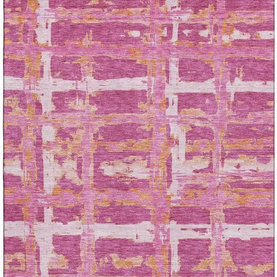 Blush Ivory And Orange Striped Washable Area Rug With UV Protection Photo 4