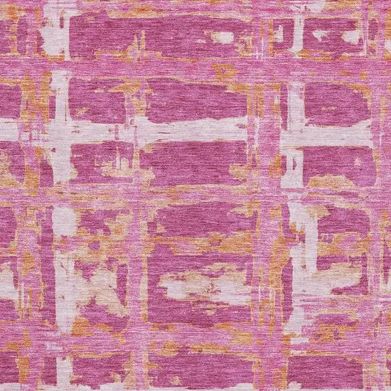 Blush Ivory And Orange Striped Washable Area Rug With UV Protection Photo 3