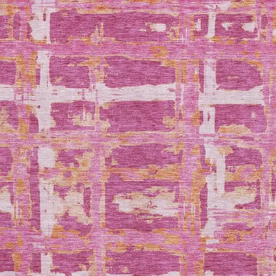 Blush Ivory And Orange Striped Washable Area Rug With UV Protection Photo 3