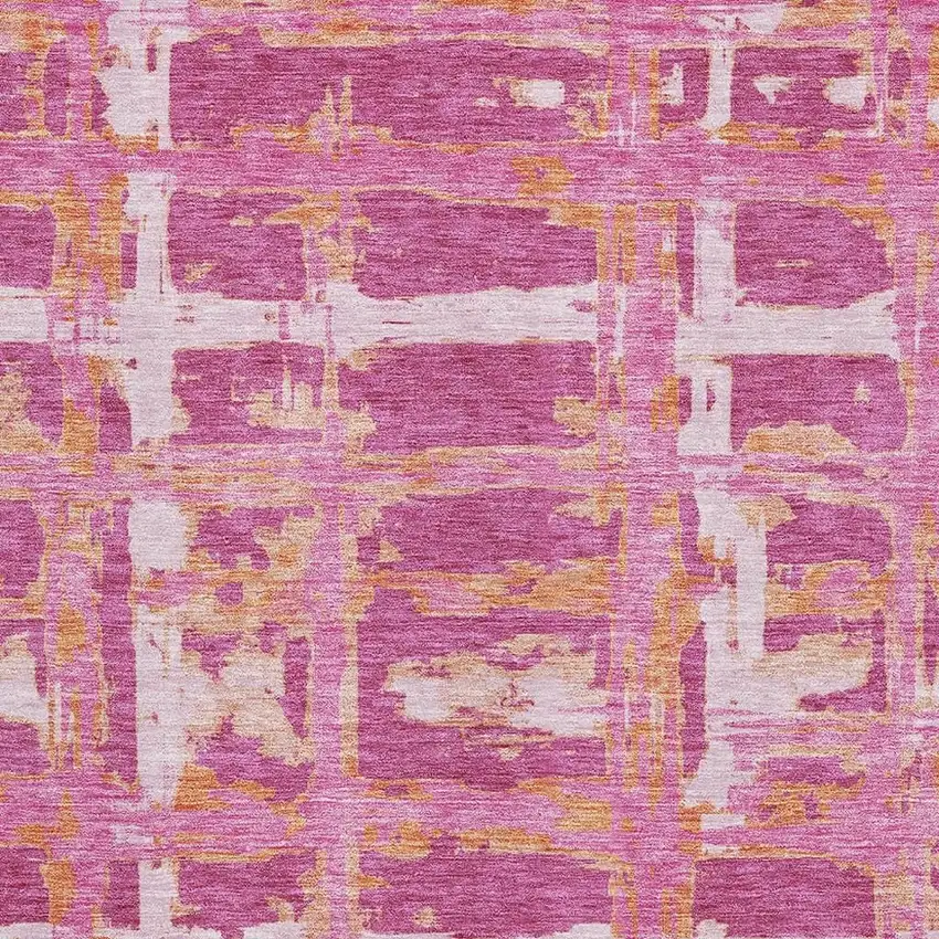 Blush Ivory And Orange Striped Washable Area Rug With UV Protection Photo 3